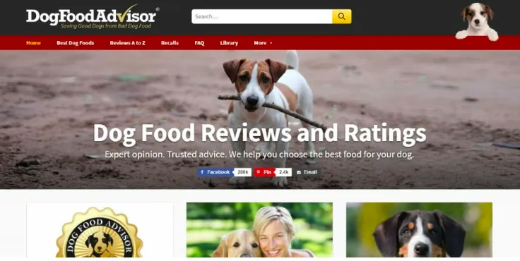 exempel på en affiliatesajt som fokuserar på att recensera och sälja hundfoder